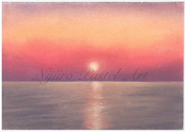 パステル画『朝焼けの海』 | Pastel Art gallery