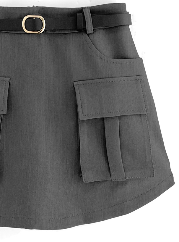 ベルト付きラウンドヘムカーゴキュロットスカート[ac2267