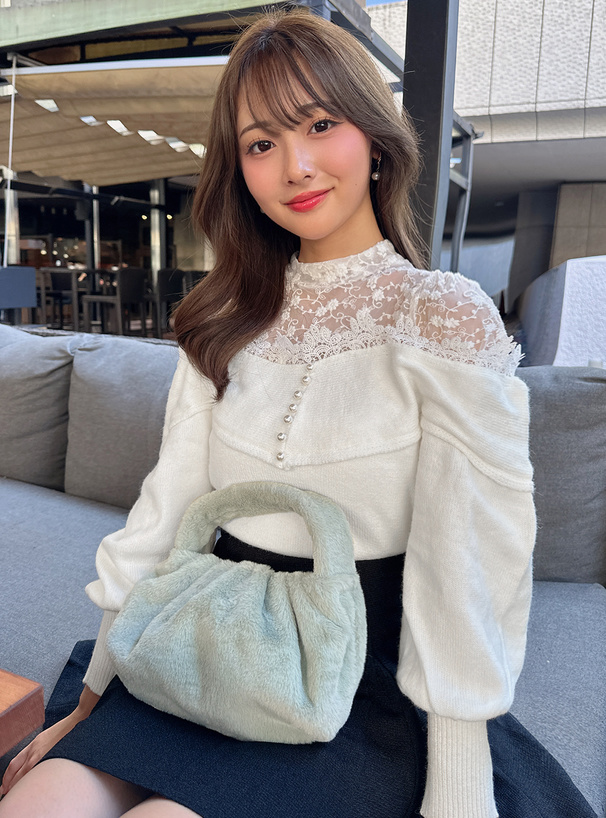レースパールニットトップス[dr622] | レディースファッション通販の