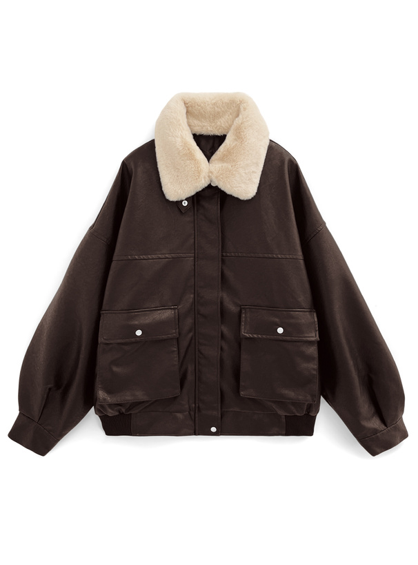 ファーティペット付きレザーブルゾン[fo1988] | レディース