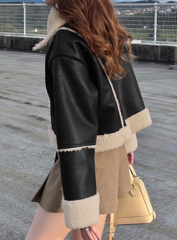 襟2Wayレザームートンブルゾン[nk76] | レディースファッション通販の