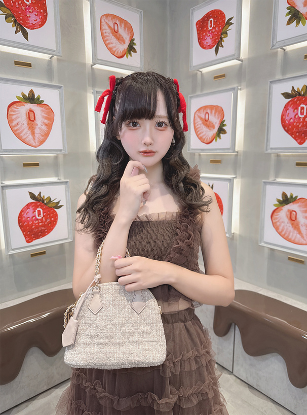 2Wayストラップ付きキルティングツイードミニバッグ[tr1158