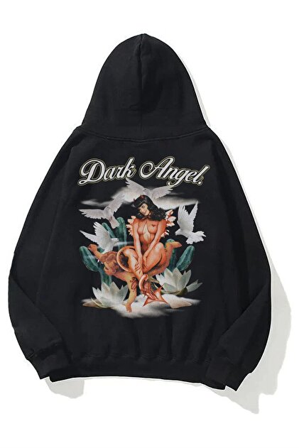 Trendiz Unisex Dark Angel Sweatshirt Hoodie Siyah - Fiyatı, Yorumları