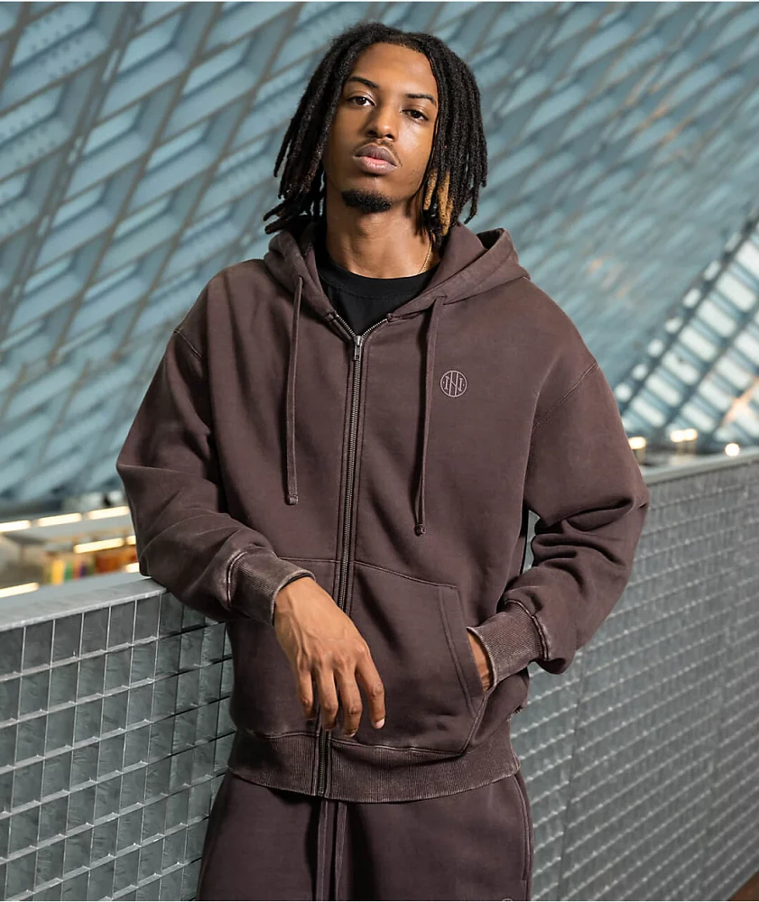 Ninth Hall Fundamentals Brown Boxy Zip Hoodie at CoolSprings