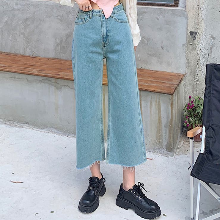 SHOPLIST限定】カットオフクロップドデニムパンツ 4サイズ ボトムス