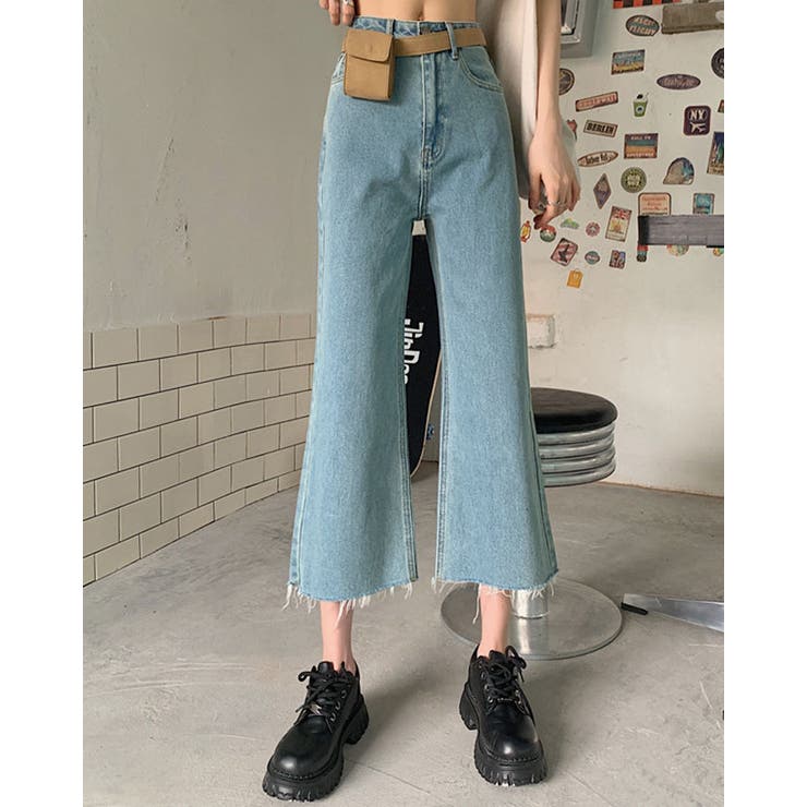 SHOPLIST限定】カットオフクロップドデニムパンツ 4サイズ ボトムス