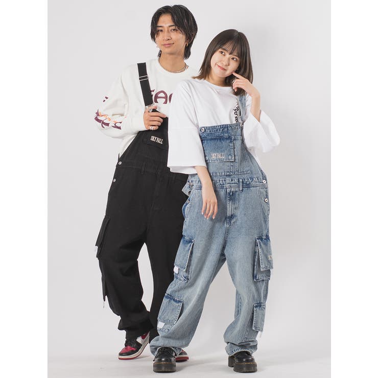 ワイドシルエット カーゴパンツ オーバーオール 韓国 ストリート系