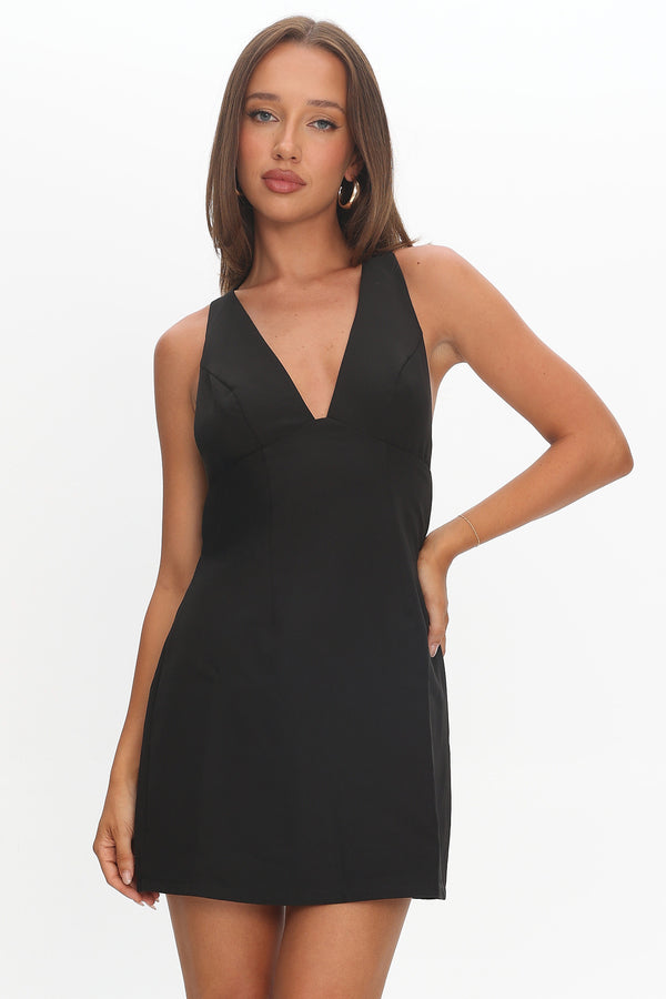 Shop the Jezika Tied Shoulder Mini Dress Black