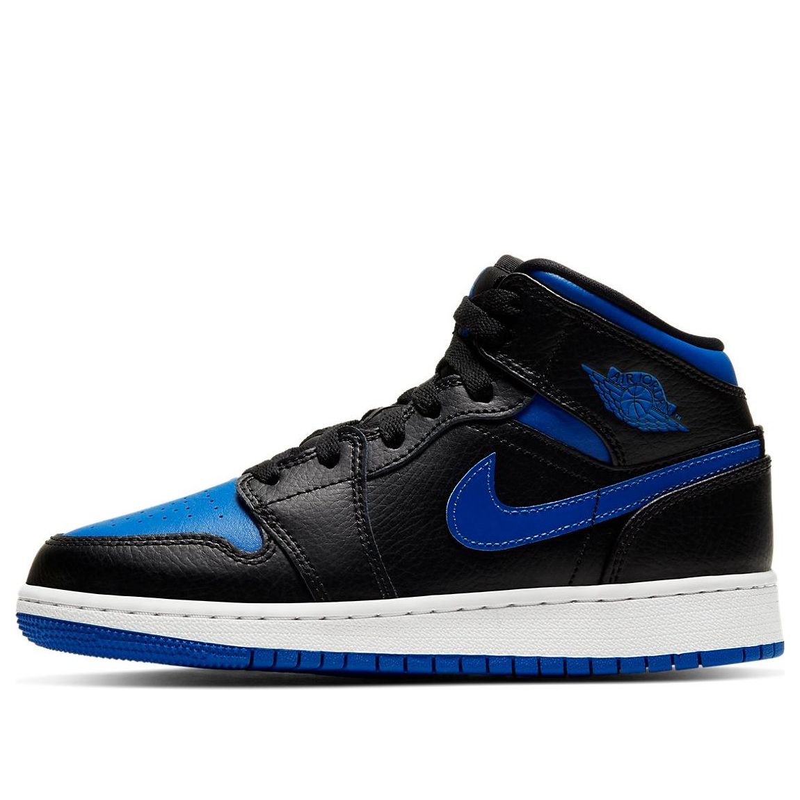 GS) Air Jordan 1 Mid 'Black Hyper Royal' 554725-068