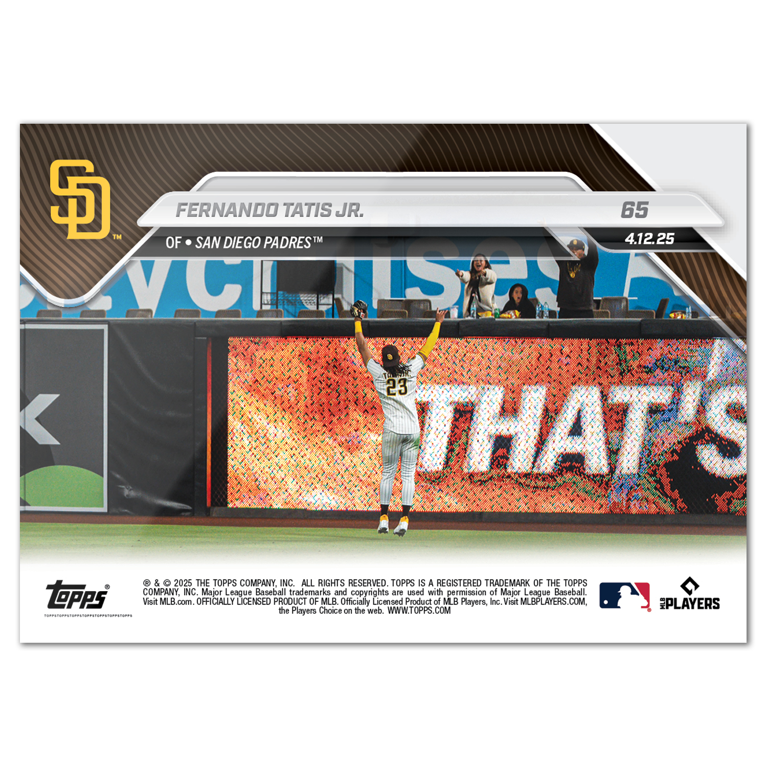 Fernando Tatis Jr. - 2025 MLB Topps NOW® - Card 65 - PR: 929