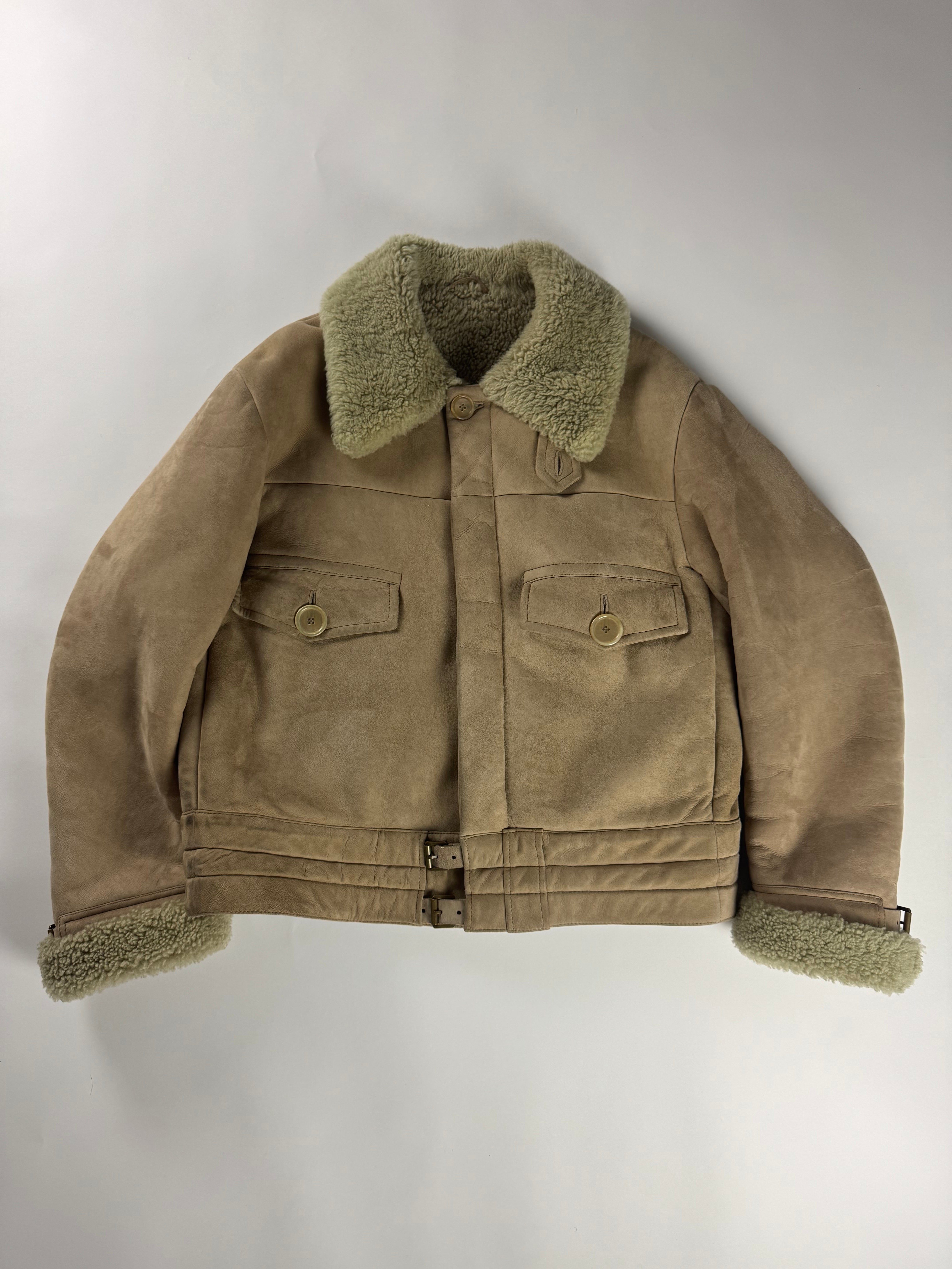 WEDEMPIECES - Gucci Tom Ford Suede Camel Shearling Jacket FW 2002