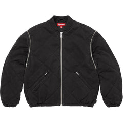 SUPREME DICKIES QUILTED LINED ZIP UP HOODED SWEATSHIRT-BLACK