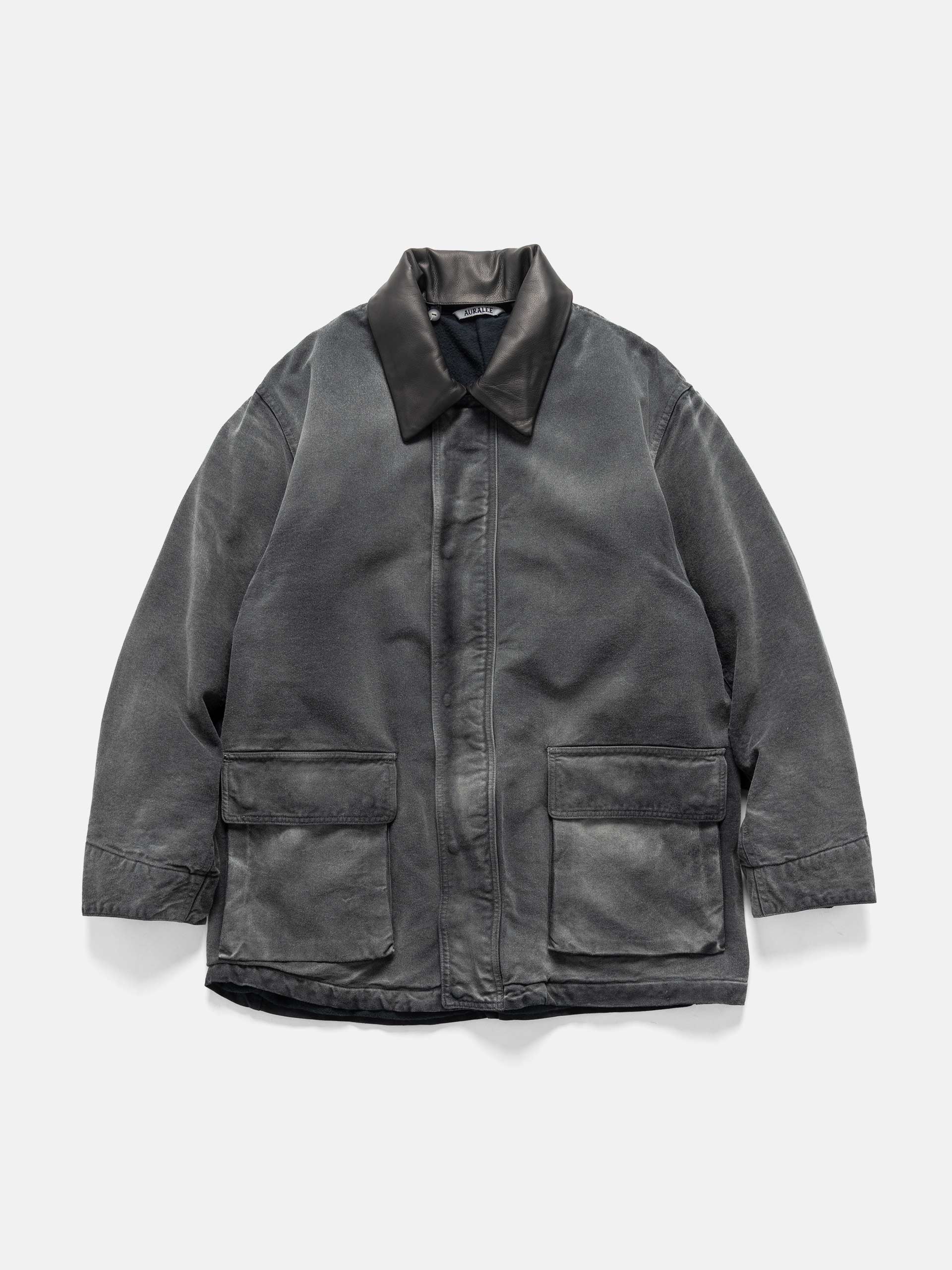 AURALEE Product Dyed Organic Cotton Duck Blouson Faded Black | HAVEN