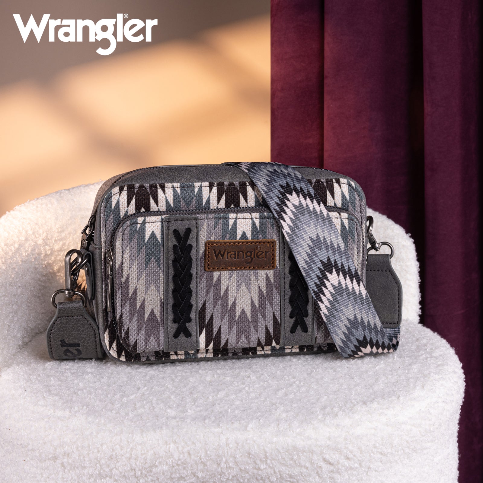 Wrangler Aztec Sherpa Trim Crossbody Purse - Montana West