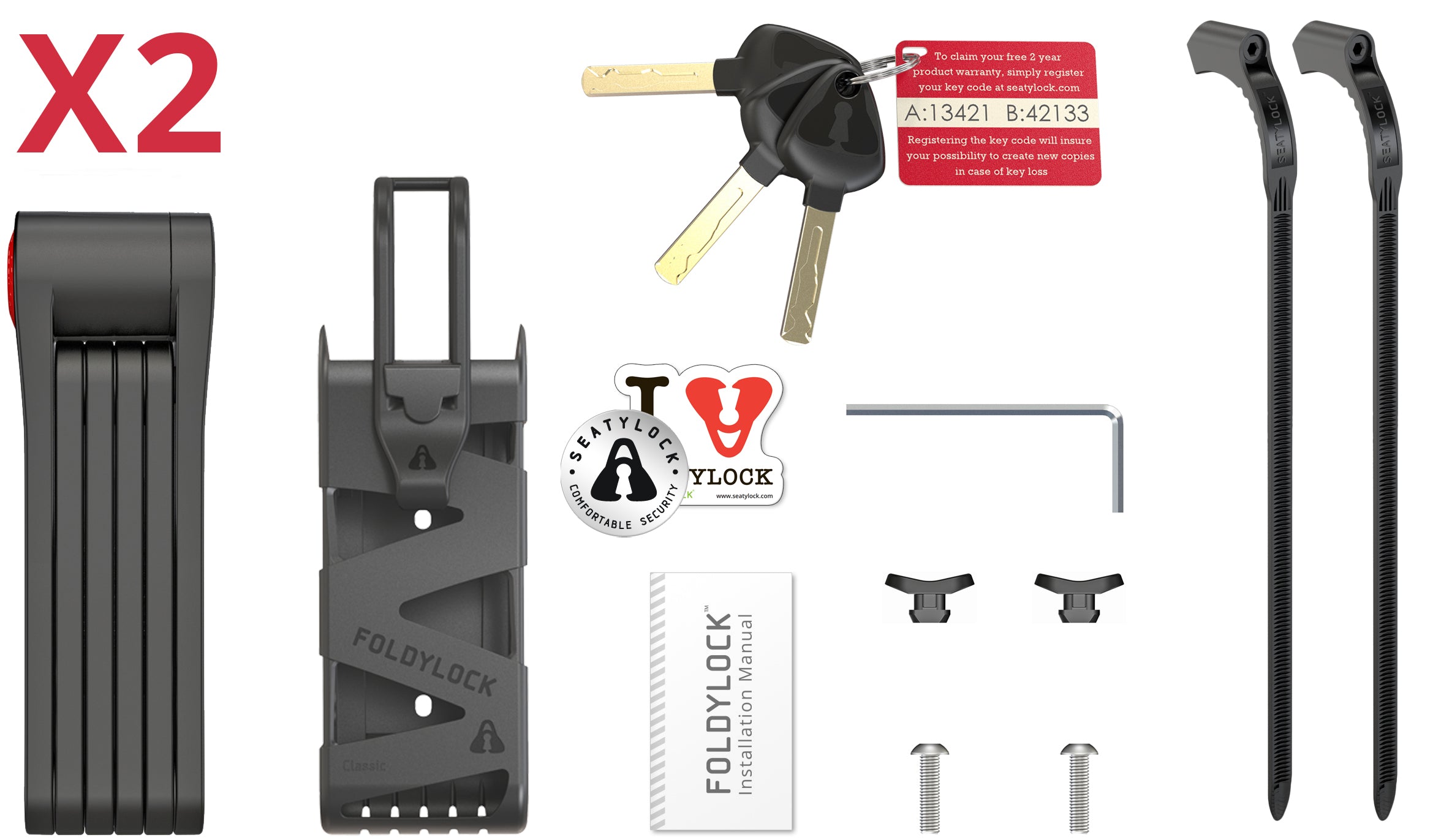 Foldylock 95cm 2 units key alike - SEATYLOCK