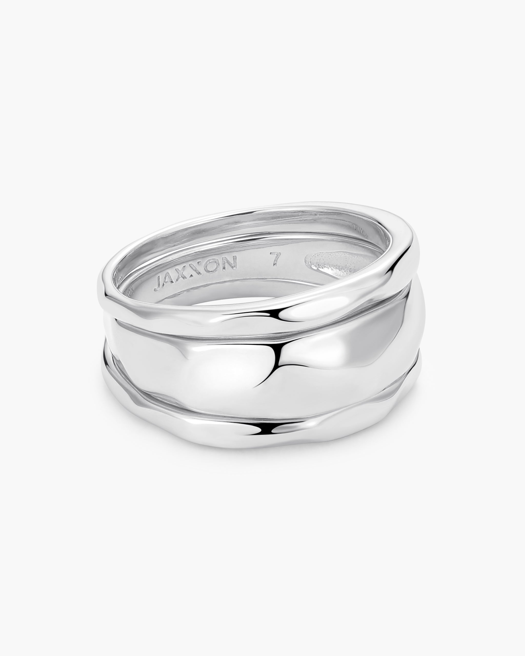 Women's Hammered Ring Set - Silver - JAXXON