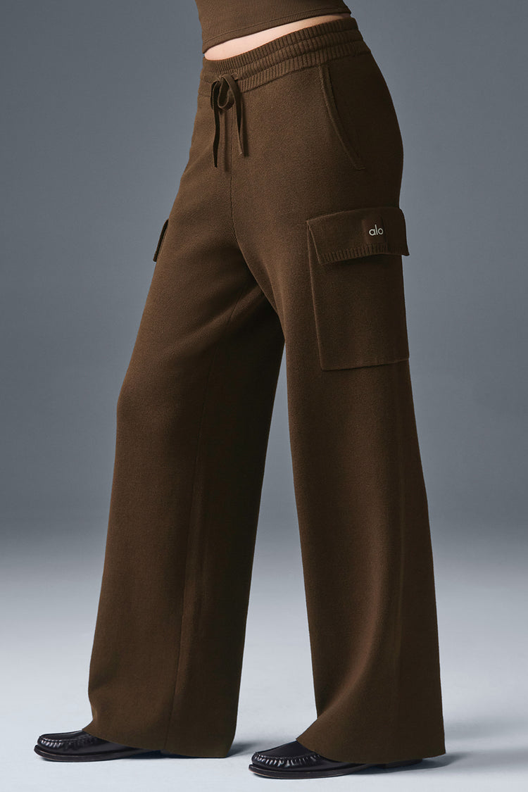 Scholar Knit High-Waist Cargo Pant - Espresso | ALO