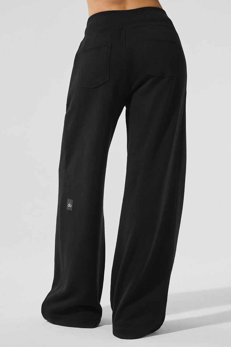 Serenity Wide Leg Sweatpant - Black | ALO