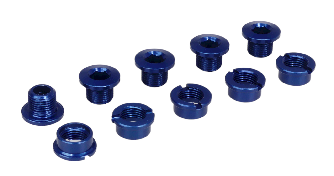Aluminum alloy BMX bicycle chainring bolts - set of 5 - COBALT