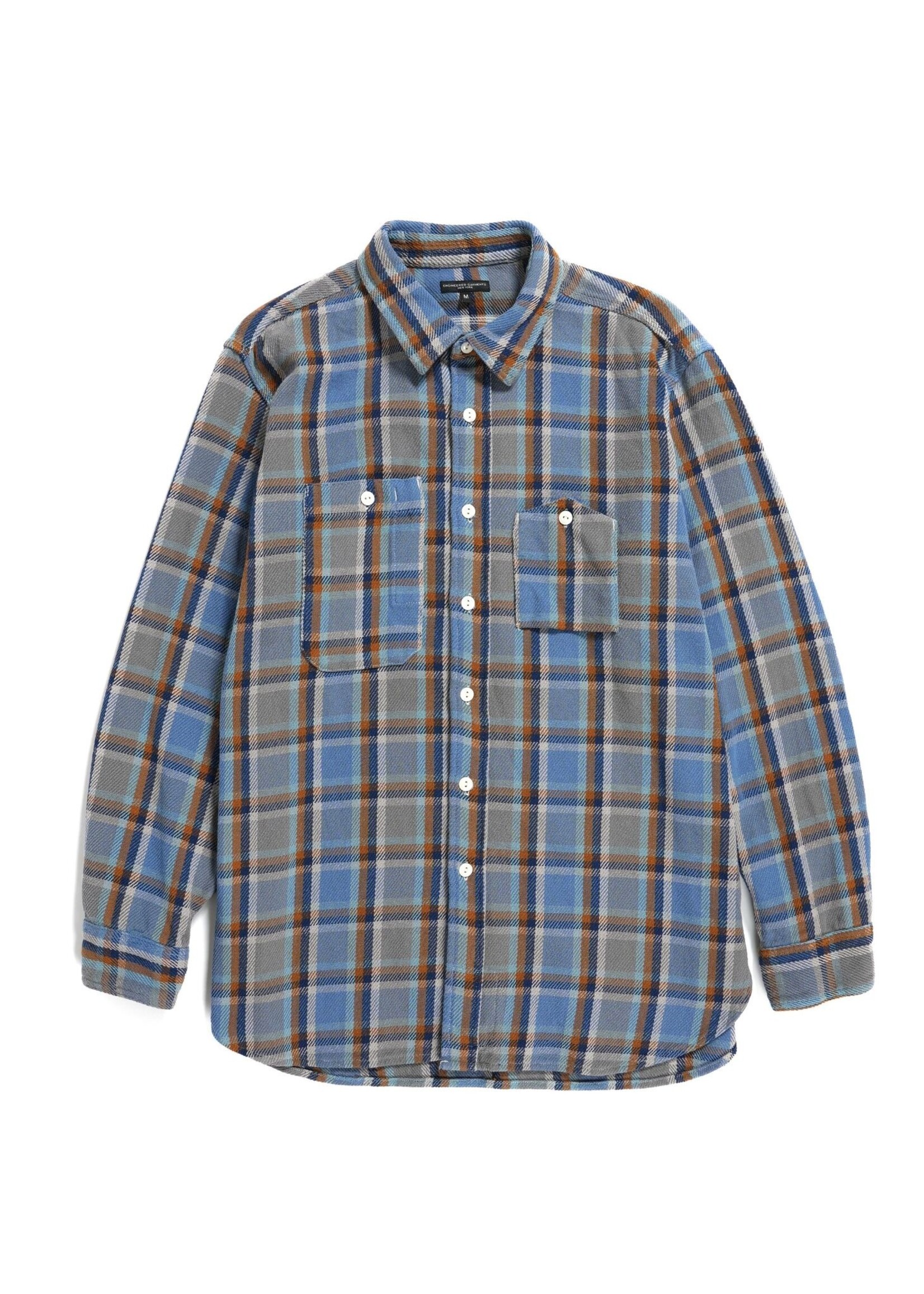 Engineered Garments Work Shirt Blue Cotton Heavy Blue Plaid