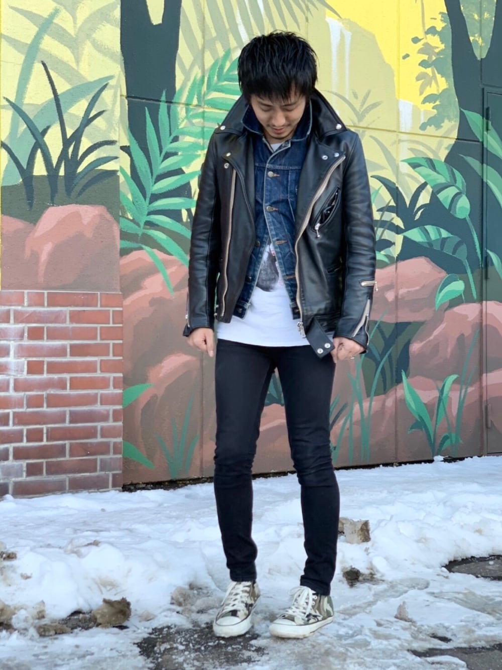 JUNYA｜Lewis Leathersのライダースジャケットを使ったコーディネート