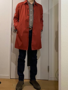 Paul Smithのステンカラーコート（オレンジ系）を使った人気