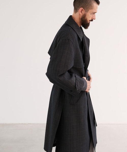 LIDNM（リドム）の「WOOL CHECK TRENCH COAT（トレンチコート）」 - WEAR