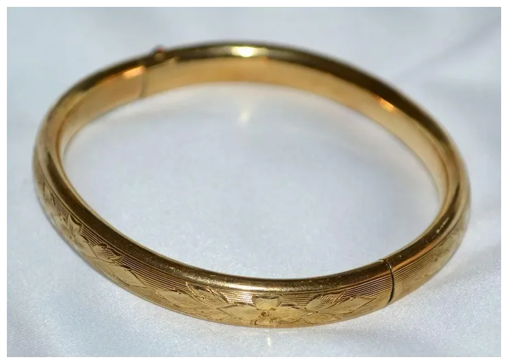 Antique Victorian JMF Co 12K Gold-Filled Etched Flower Domed