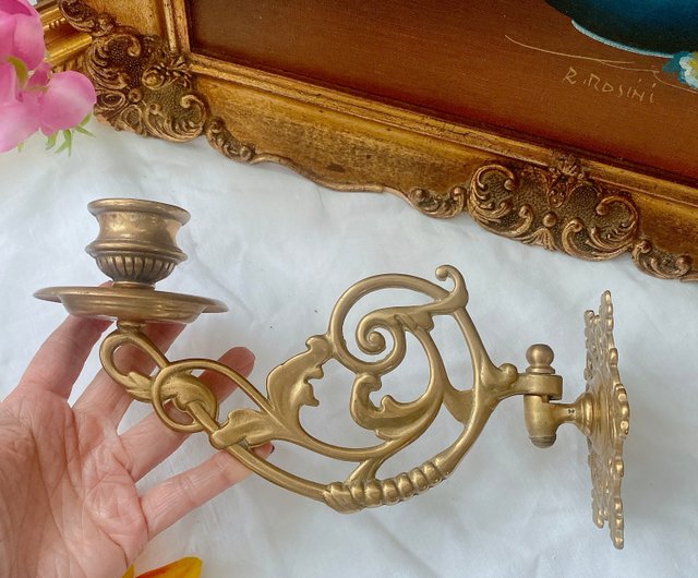 台湾 1940 英国青銅イエロー壁掛け燭台、アンティーク青銅燭台、燭台