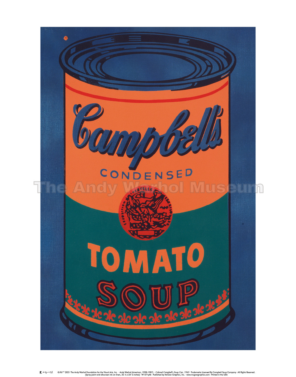 Warhol Campbell's Soup Poster in Navy