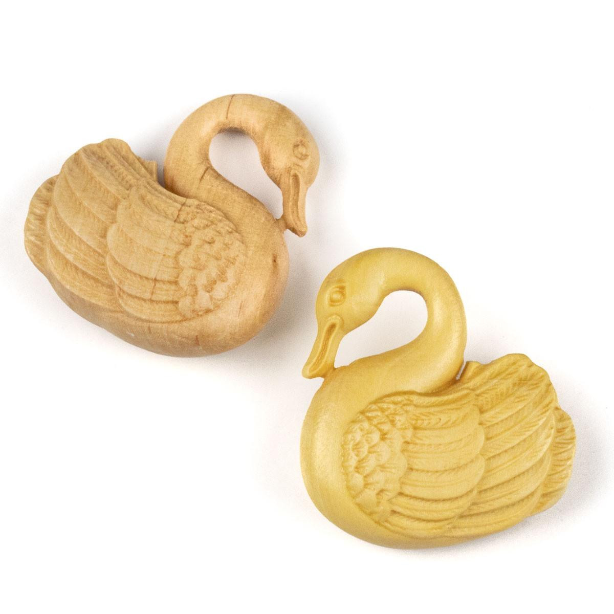 Carved Wood 31x35mm Boxwood Swan 1 per bag