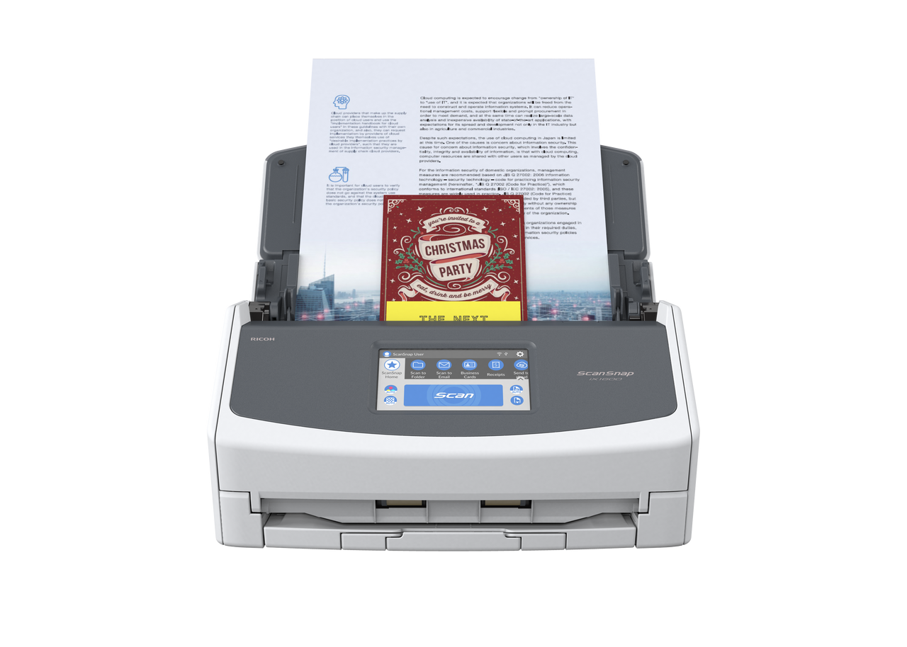 ScanSnap iX1600 Touch Screen Scanner for PC and Mac (White) | PCI