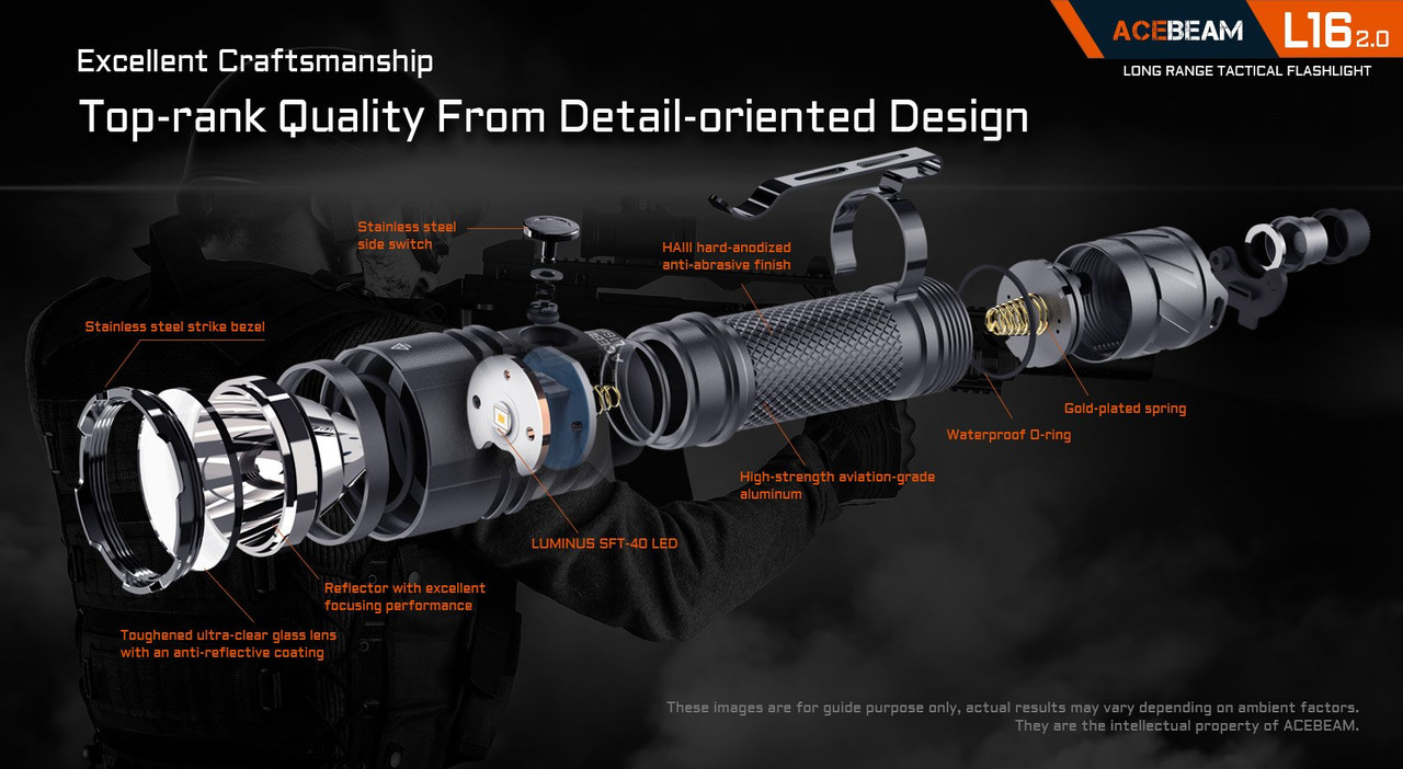 AceBeam L16 2.0 OD Green 2100 lumen 670m rechargeable tactical