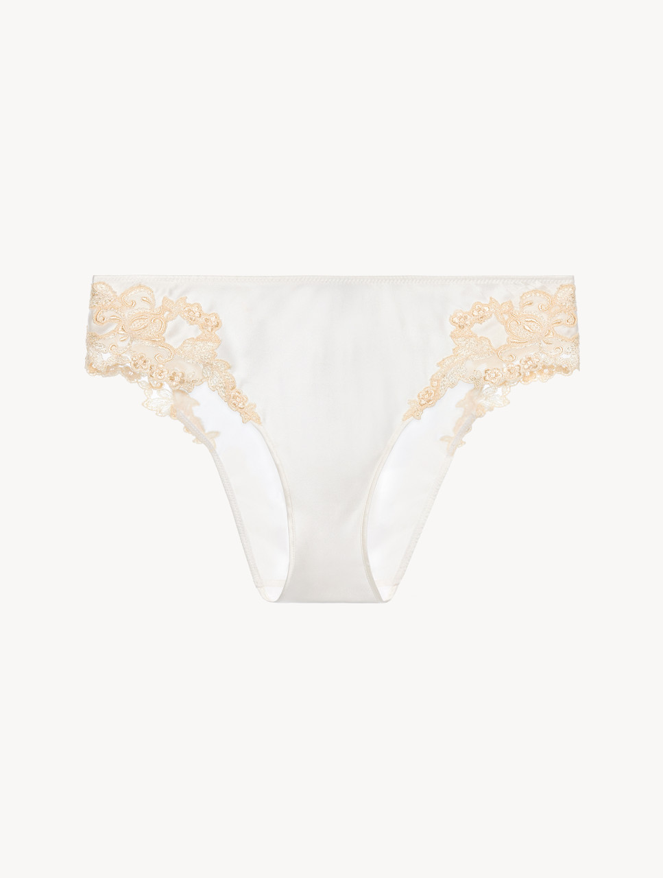 ホワイト フラスタリオ刺繍 シルク ミディアムショーツ｜La Perla