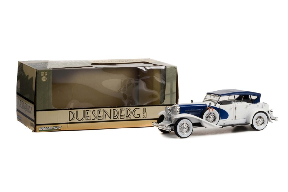 1934 Duesenberg II SJ Phaeton, White with Blue - Greenlight 13589