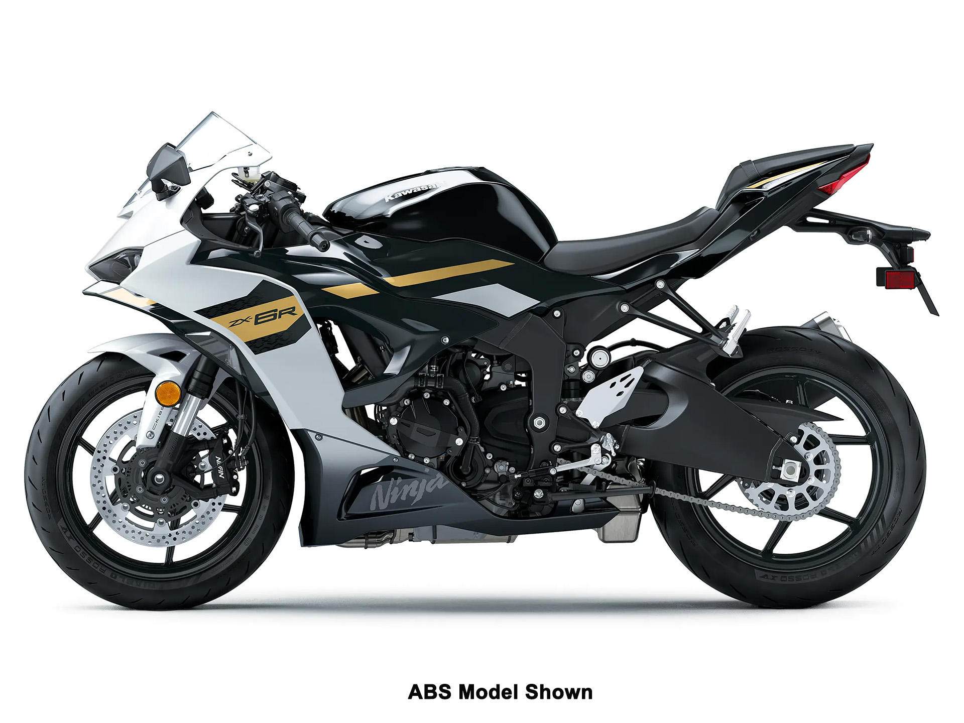 New 2026 Kawasaki Ninja ZX-6R Pearl Robotic White / Metallic Spark