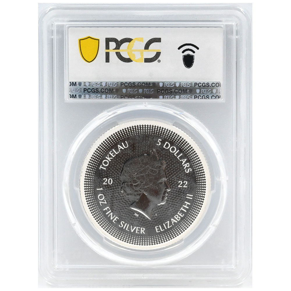 トケラウ 2022 エリザベス2世 5ドル 1オンス 銀貨 PCGS PL67 ICON