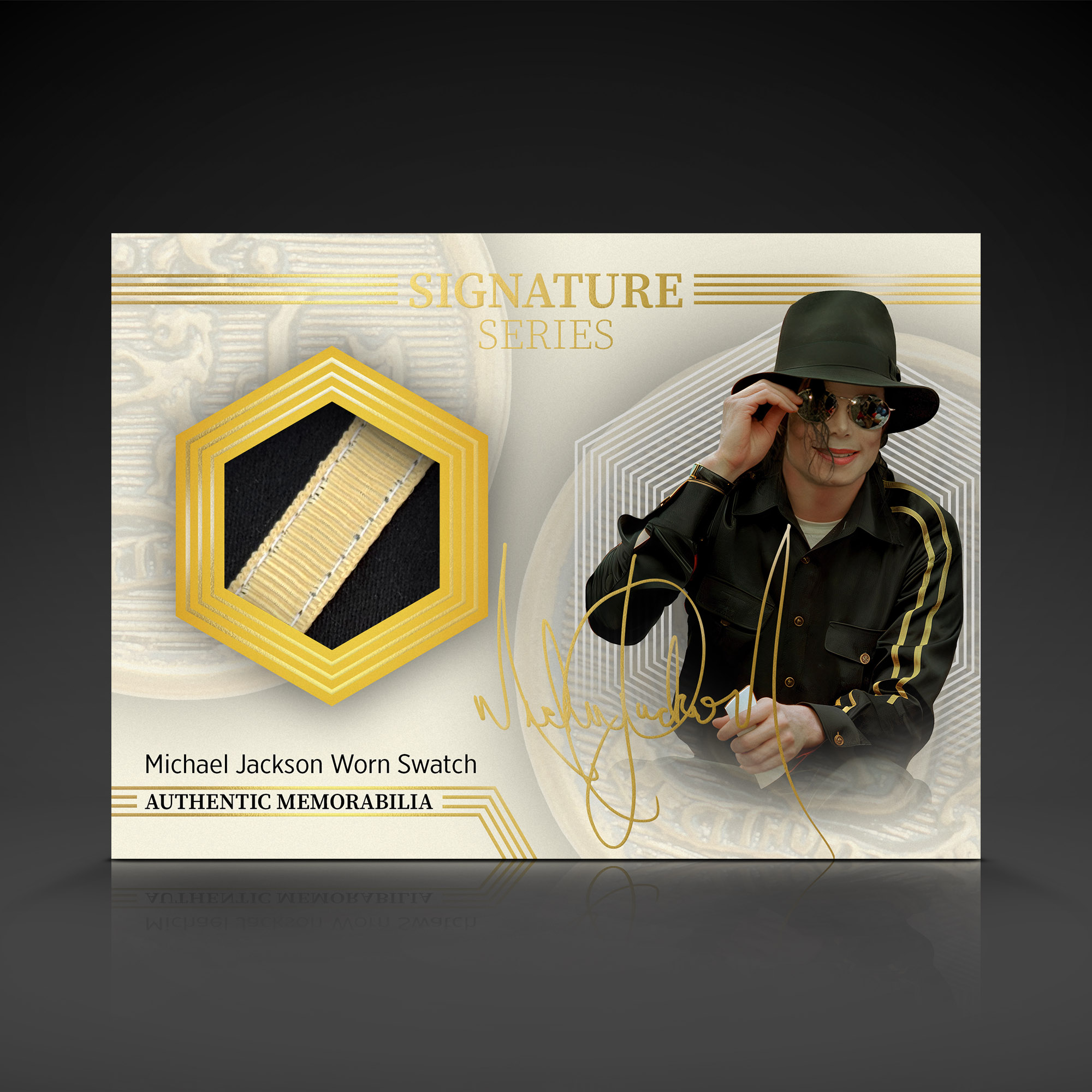 Michael Jackson Shirt Swatch Card - gold trim