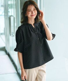 WEB&一部店舗限定/洗える】ドットプリント サッカー ブラウス / 23区 L