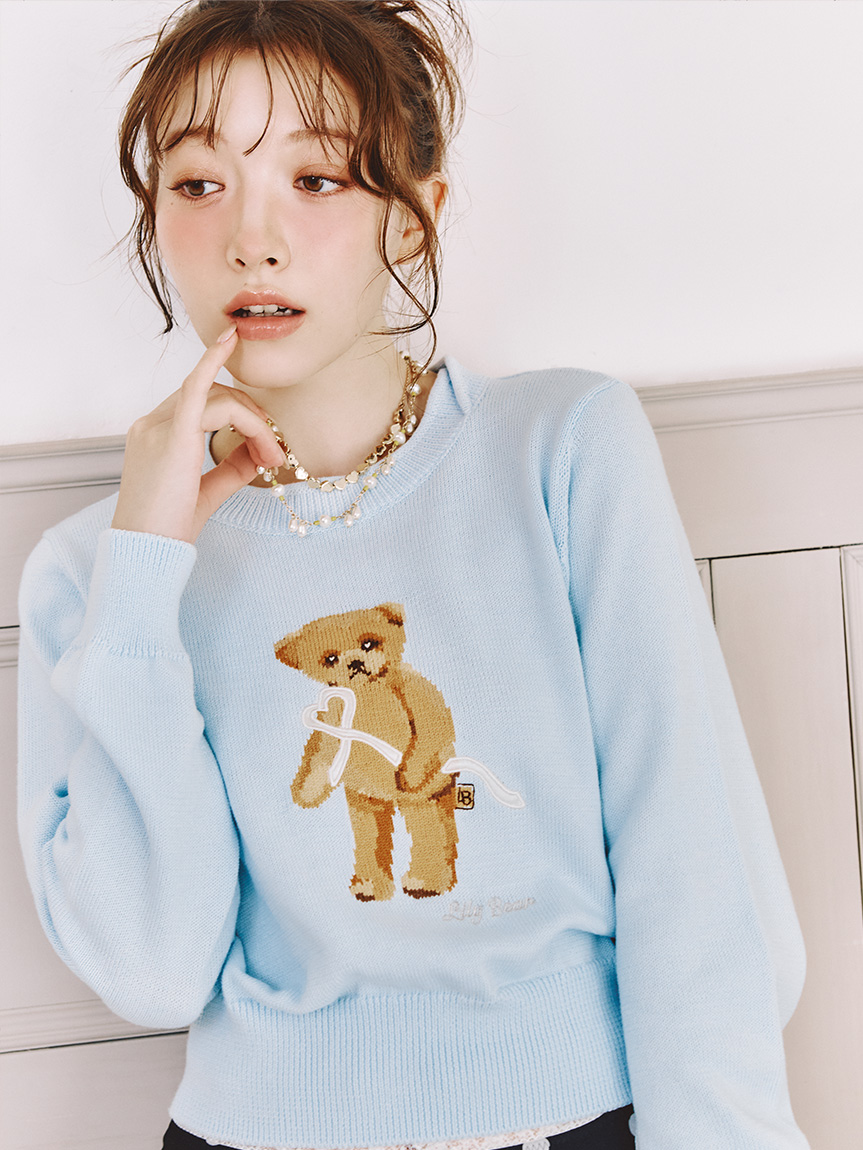 Lily Bearハートサテンニット(ニット)｜トップス｜LILY BROWN（リリー