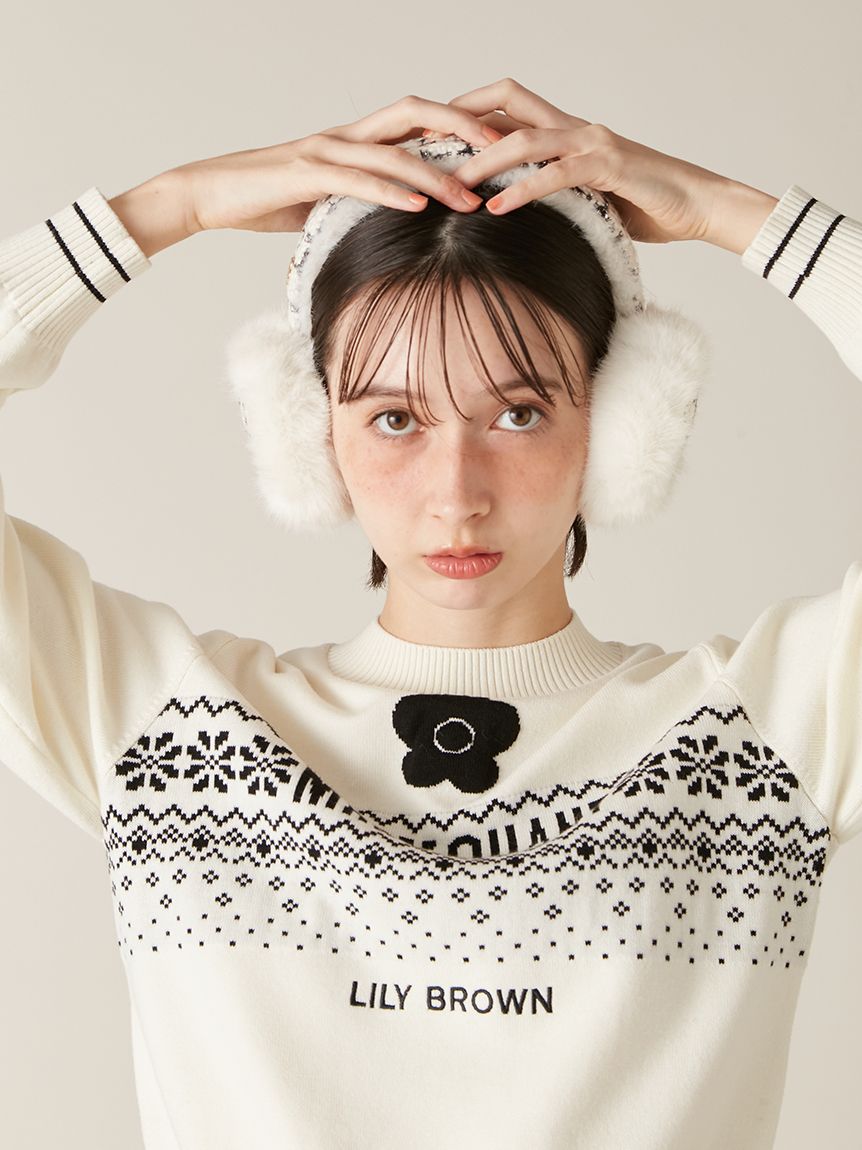 LILY BROWN×MARY QUANT】デイジーモチーフファーイヤーマフラー