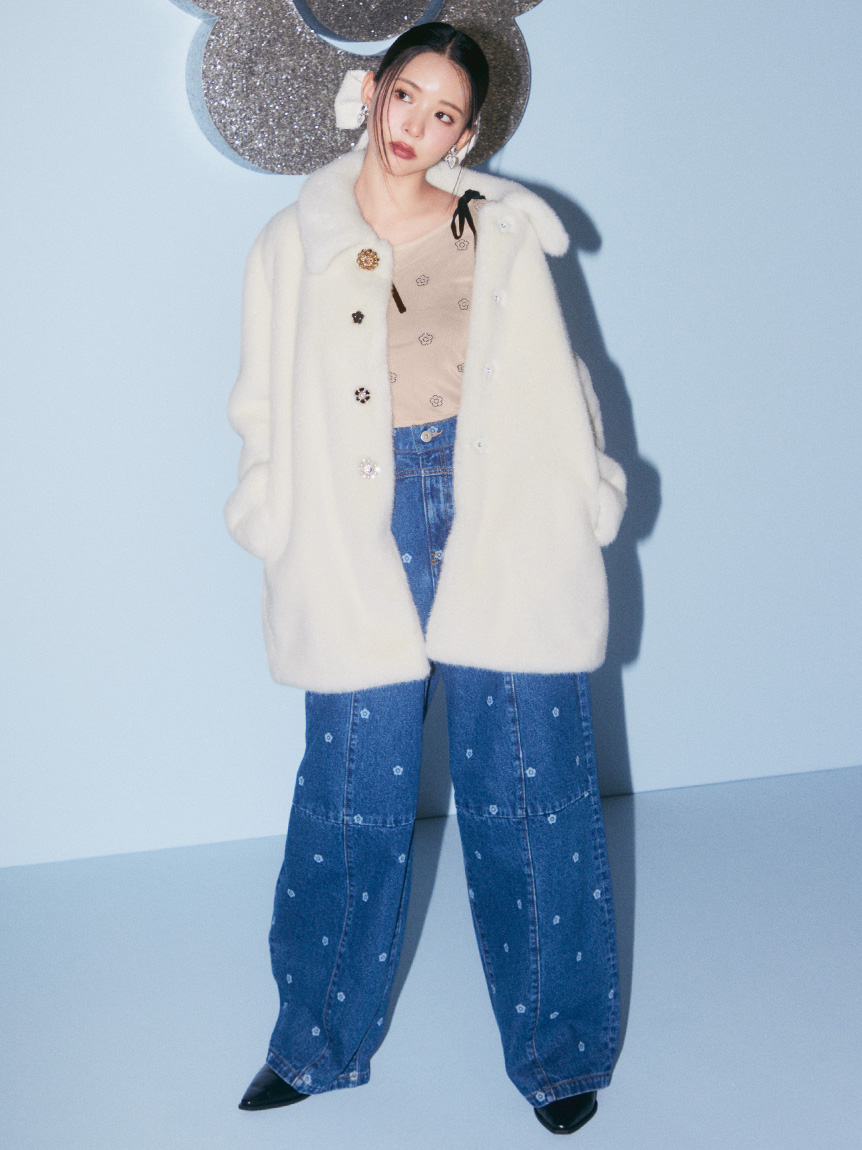 WEB限定】【LILY BROWN×MARY QUANT】デイジー柄ワイドデニムパンツ