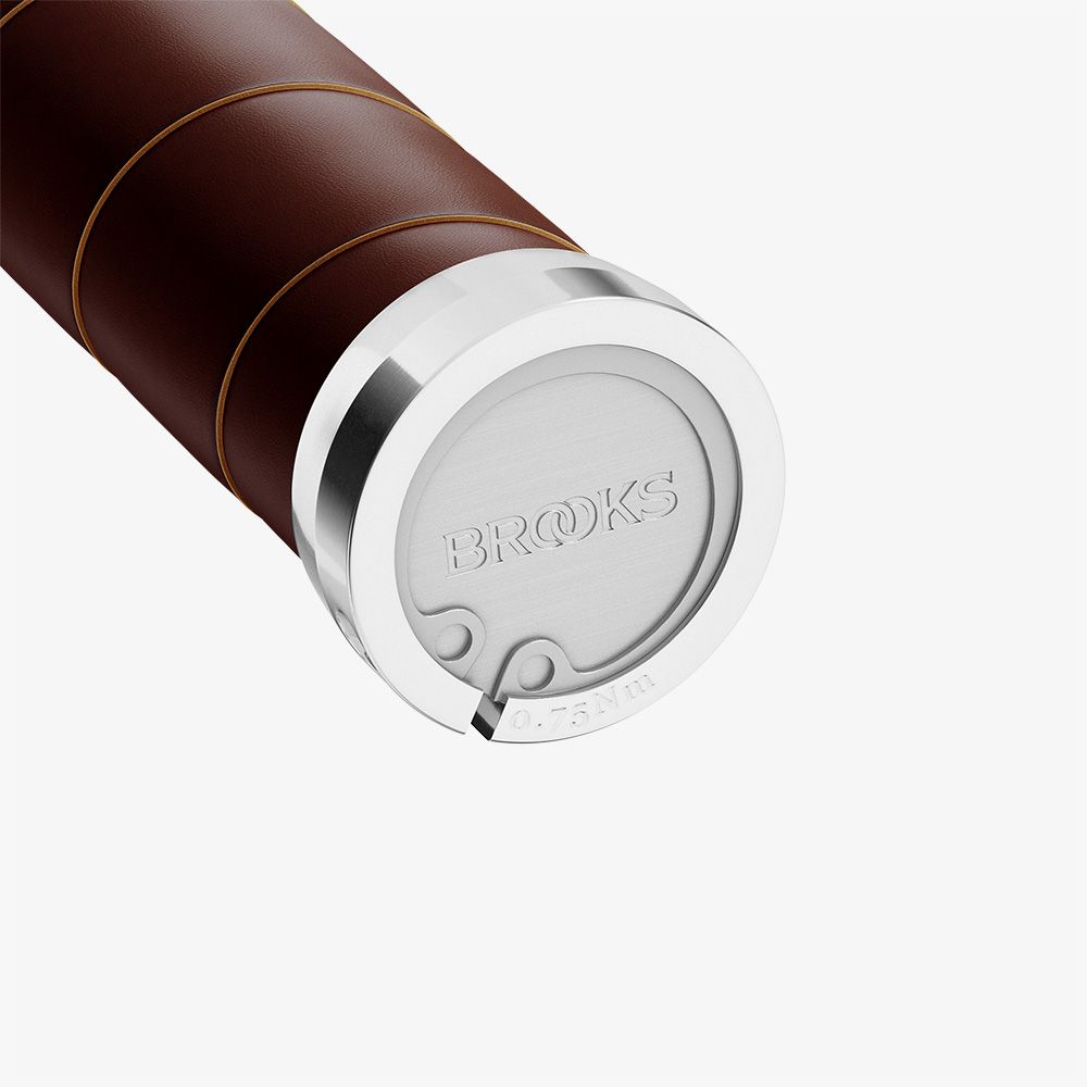 Brooks Brown & Honey Slender Leather Bike Grips