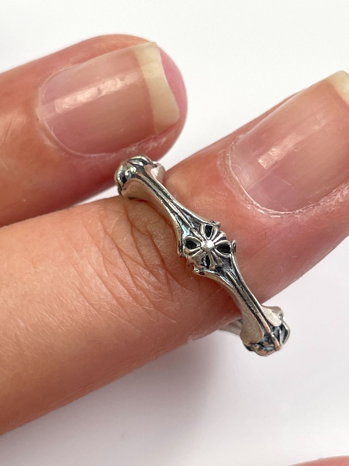 925 Sterling Silver Chrome Hearts Plus And Bone Ring | Boardwalk
