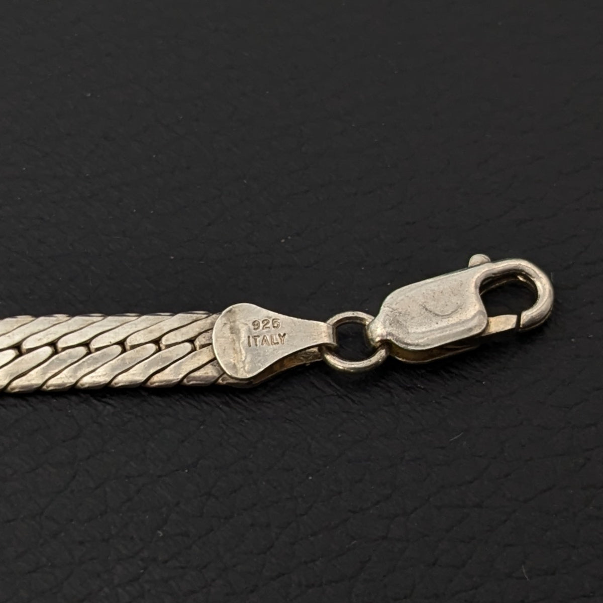 Italy vintage ボックス ヘリンボーンチェーンブレスレット 925 Italy