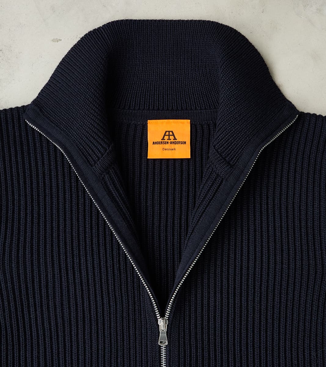 Andersen-Andersen Navy Full Zip Pocket Sweater - Navy – Division