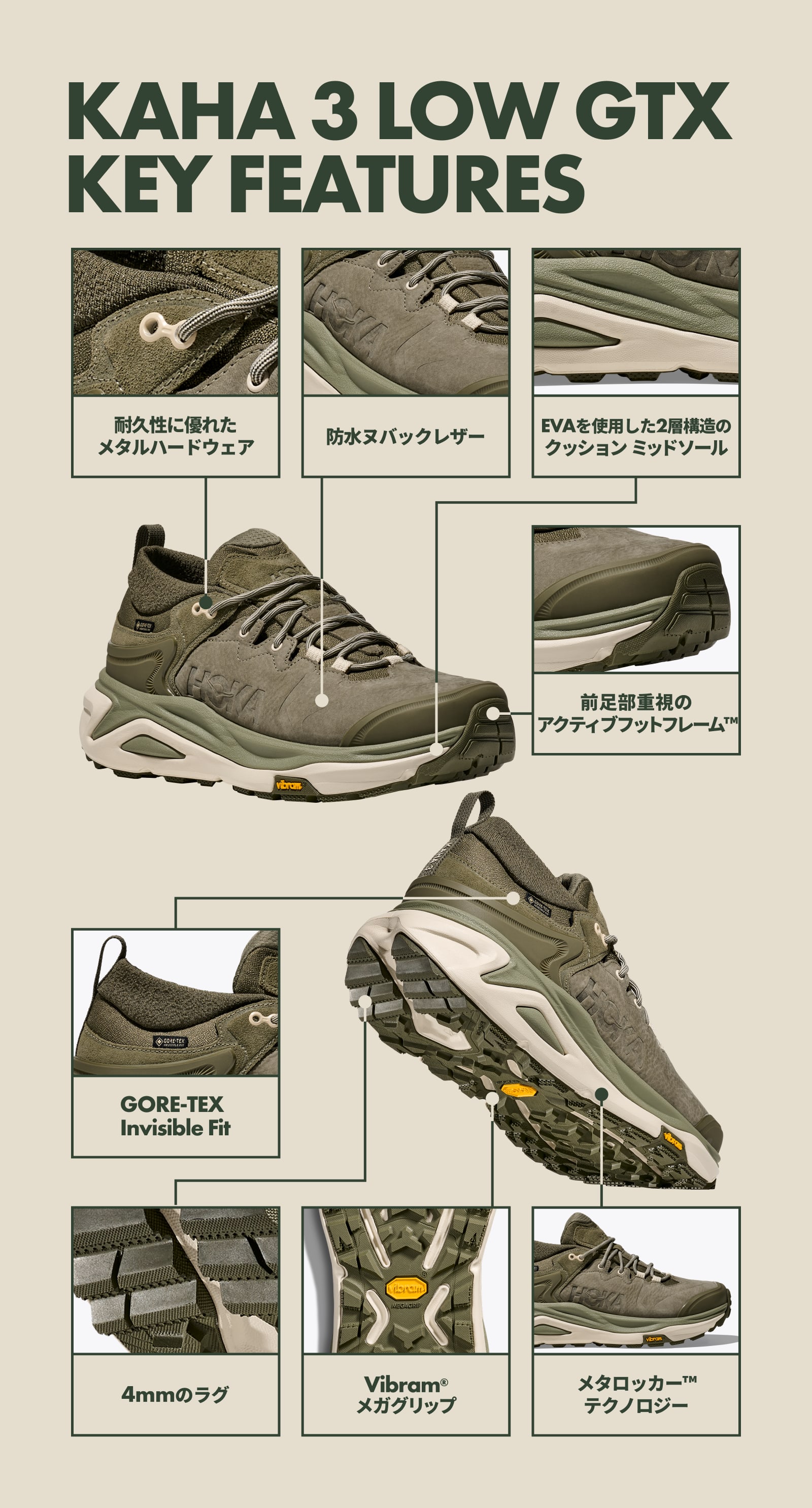 HOKA®公式サイト【カハ 3 ロー GTX|KAHA 3 LOW GTX 1162532 | メンズ