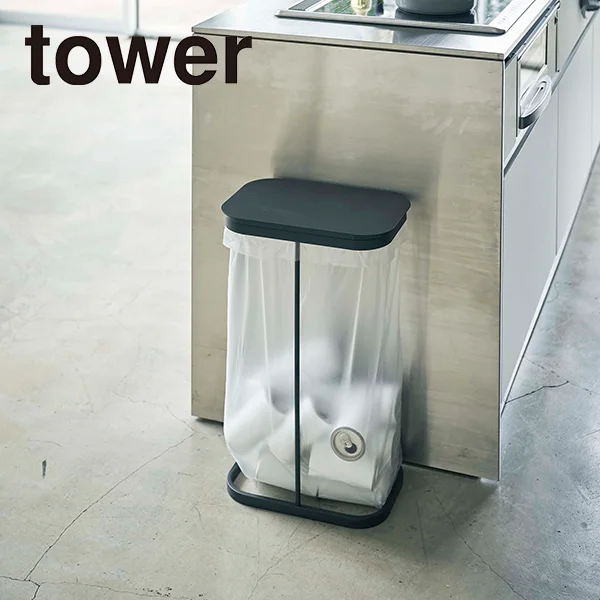 LUCE】横開き分別ゴミ袋ホルダー ルーチェ (ブラック): 周辺小物