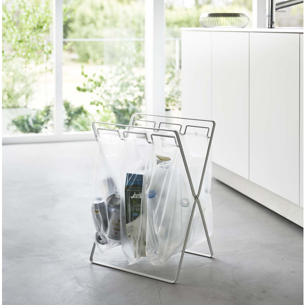 tower】レジ袋3連&45Lゴミ袋スタンド タワー (ホワイト): 周辺小物