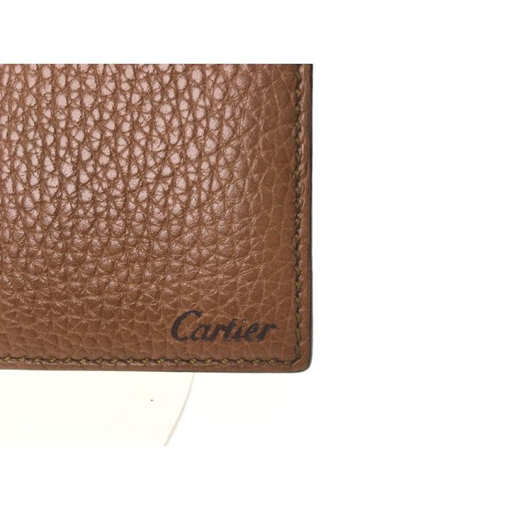 Cartier カルティエ 長財布 シボ革 シュリンクレザー サドルステッチ